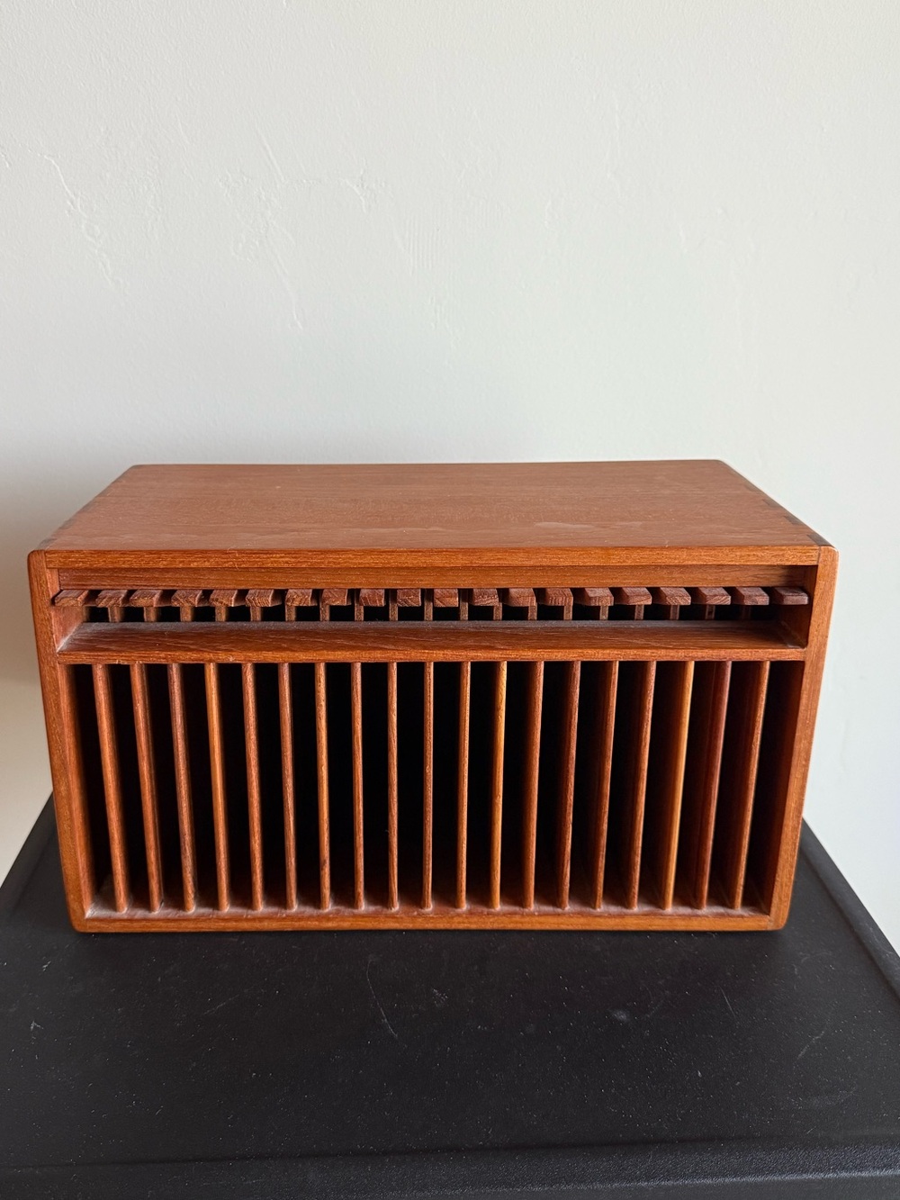 Vintage Kalmar Designs 20 Slot CD Holder Teak Wood MCM Storage Eject Buttons
